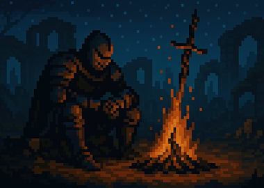 Pixel Art Knight by Bonfire