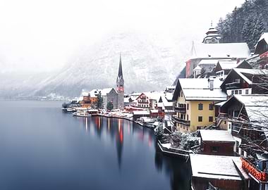 Hallstatt Austria Winter Scenery