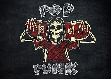 Pop Punk Skeleton Skateboard Art