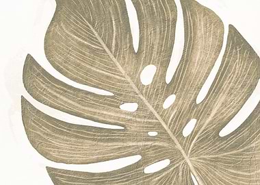 Beige Monstera Leaf Two
