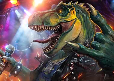 Rockstar Dinosaur on Stage