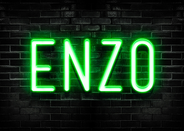 Enzo Neon Sign on Brick Wall