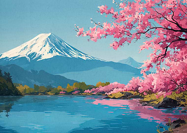 Mount Fuji and Cherry Blossoms
