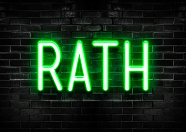 RATH Neon Sign on Brick Wall