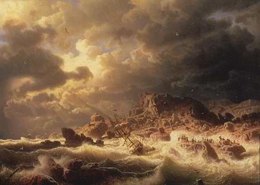 Shipwreck in Stormy Seas Painting
