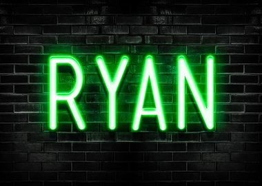 Ryan Neon Sign on Brick Wall