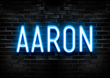 Aaron Neon Sign on Brick Wall