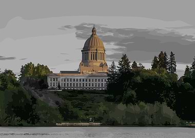 Washington State Capitol Building Illustration