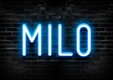 Milo Neon Sign on Brick Wall