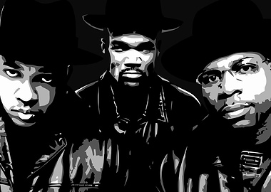 Run-DMC Black and White Portrait
