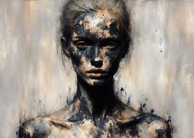 In Love but forgotten - Abstract Portrait of a Woman with Dark Smudges