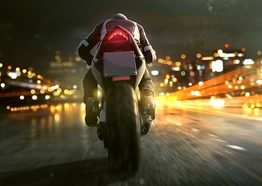 Motorcycle Ride at Night