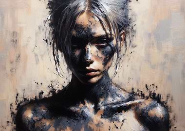 Portrait of a Woman - Oil Painting and Charcoal Drawing