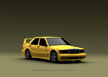 Yellow Mercedes-Benz 190E 2.5-16 Evolution II