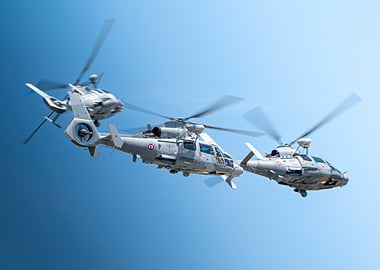 Three Panther Helicopters in Flight