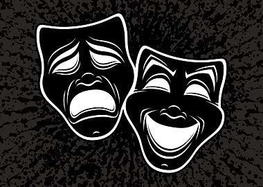 Inverted Black And White Comedy And Tragedy Theater Masks