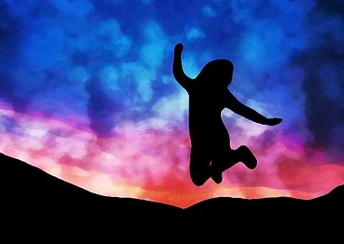 Silhouette of a person jumping