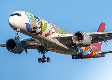 Sichuan Airlines A350-900 in flight, with panda livery