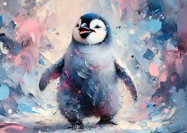 Daffy Duck and his friend, the Penguin - Abstract Painting