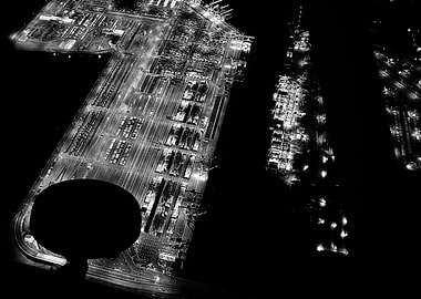 A Lit Port in Black and White