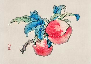 Japanese Peach Tree Branch Painting
