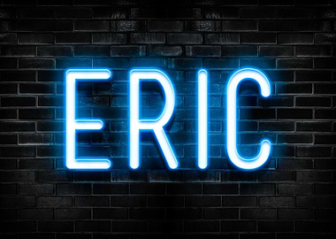 ERIC Neon Sign on Brick Wall