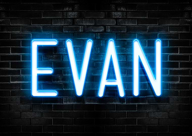 Evan Neon Sign on Brick Wall