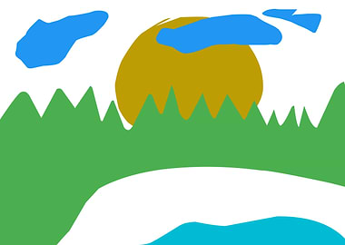 Simple Landscape with Sun and Hills