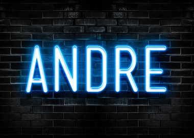 Andre Neon Sign on Brick Wall