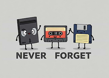 Never Forget Retro Media Cartoon