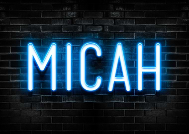 Micah Neon Sign on Brick Wall