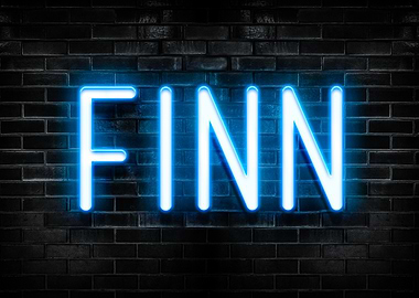 Finn Neon Sign on Brick Wall
