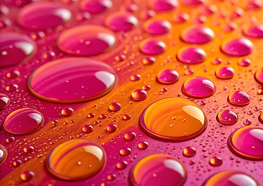 Water Droplets on Orange and Pink Surface