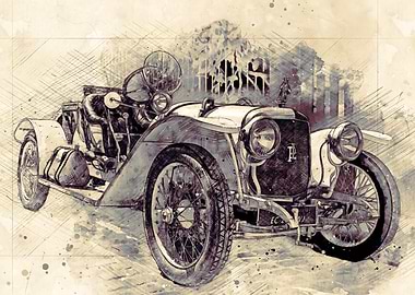 Vintage Car Sketch Art