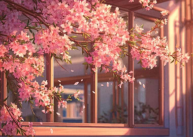 Cherry Blossoms by the Window