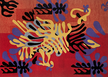 Abstract Floral Pattern in Red and Yellow