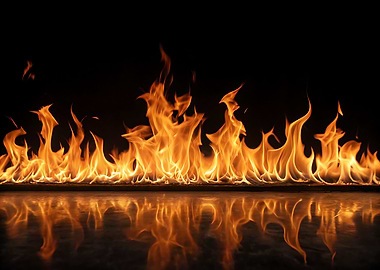 Flames with Reflection on Black Background