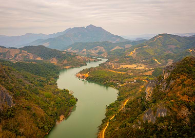 River winding through mountainous landscape
