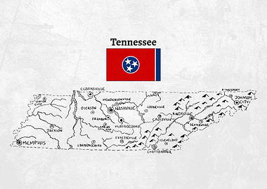 Hand Drawn Map of Tennessee