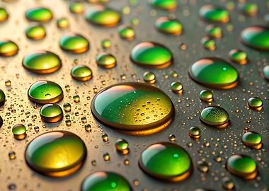 Green and Gold Water Droplets