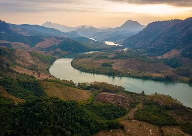 River winding through mountainous landscape