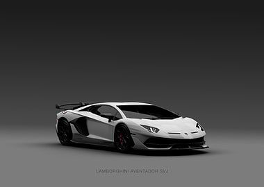White Lamborghini Aventador SVJ Studio Shot