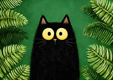 Black Cat with Yellow Eyes