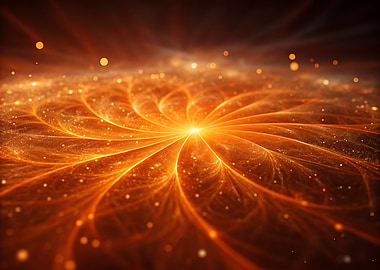 Abstract Orange Swirl with Bokeh Lights