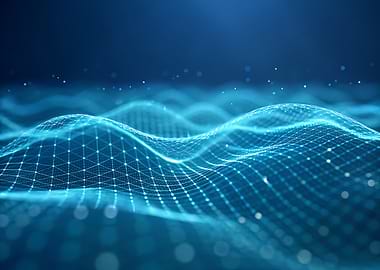 Abstract Blue Digital Grid Landscape