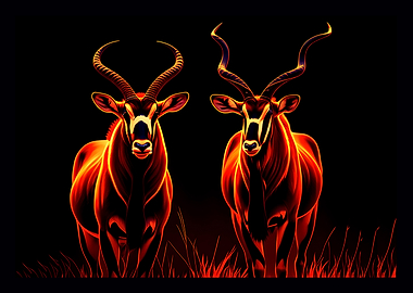 Two Antelopes Glowing in the Dark