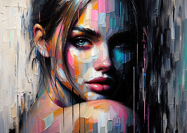 Abstract Portrait of a Woman in Color and Black