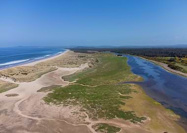 Coastal Landscape with River and Beach