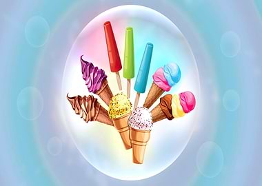 Colorful Ice Cream and Popsicles