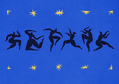 henri matisse Dancing figures on blue background
